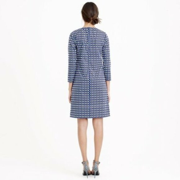 J. Crew Jet Set Geo Shift Career 3/4 Sleeve‎ Casual Geometric Zip Midi Dress 2 - Picture 4 of 16